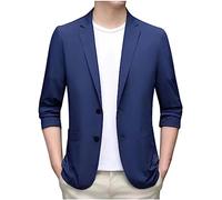 vejtmcc Veste de costume pour homme - 1 bouton - Couleur unie - Coupe droite - Élégante - Coupe ajustée - Veste de costume à un bouton - Veste d'hiver décontractée, Marine, XXXXL