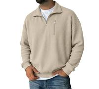 vejtmcc Waffle Sweat à capuche pour homme - Col roulé - Fermeture éclair - Pull d'hiver - Pull d'hiver - Pull de travail chaud - Coupe droite - Manches longues - Veste de survêtement classique pour