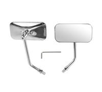 VekAuto 1 Ensemble De Rétroviseurs De Guidon De Moto Universels En Fer Et Plastique Chromé Argenté Réglables M10 Forme Carrée