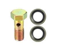 VekAuto Kit de boulon de banjo simple, filetage métrique M8x1.25 longueur 23mm, adaptateur de raccord de ligne de frein turbo, en métal durable, bronzé, avec rondelles