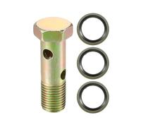 VekAuto Kit de boulons double banjo, filetage métrique M14x1.5, longueur 51mm, adaptateur universel en métal durable de couleur bronze avec rondelle d'étanchéité
