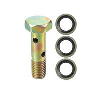 VekAuto Kit de boulons double banjo, M8x1.0 Longueur 32mm Filetage métrique Adaptateur de raccord de ligne de frein turbo universel en métal durable de couleur bronze avec rondelles