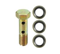 VekAuto Kit de boulons double banjo, M8x1.25 Longueur 32mm Filetage métrique Adaptateur de raccord de ligne de frein turbo universel en métal durable de couleur bronze avec rondelles