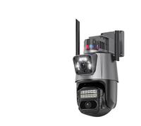 VEKELETE Caméra de sécurité TUYA 4K 8MP WiFi 2 objectifs Double écran Suivi Automatique extérieur étanche Couleur Vision Nocturne IP66 caméra de Surveillance(A/U,8MP WiFi No Card)