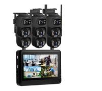 VEKELETE Caméra IP WiFi 6MP à Double Objectif, 8 canaux, NVR, écran LCD 7 Pouces, enregistreur vidéo, système de sécurité Domestique(2T,BK 7inch and 6 CAM)