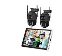 VEKELETE Caméra IP WiFi 6MP à Double Objectif, kit NVR 8 canaux, système de sécurité Domestique, enregistreur vidéo de Surveillance, écran LCD 10,1 Pouces(None,10.1INCH and 2 CAM_US Plug)