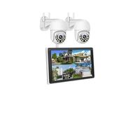VEKELETE Kit de Surveillance Smart 10,1 Pouces 3MP, système de caméra de sécurité extérieure PTZ IP WiFi, kit NVR 8 canaux, Ensemble de Surveillance à Domicile(1T,8CH NVR 2 Cams 3MP)