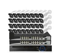 VEKELETE Kit de vidéosurveillance avec caméra IP POE, enregistreur Facial 4K HDMI NVR 48 V, 32 canaux, 5 MP, IA, Audio bidirectionnel, H.265+(4T)