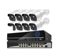 VEKELETE Kit NVR 4K H.265+ 16 canaux 5MP AI Face Record 48V 5MP Sécurité Audio bidirectionnel POE Système de caméra IP Kit de vidéosurveillance(None,16CH NVR x 8 Camera)