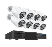 VEKELETE Kit NVR 8 canaux POE 5MP, système de sécurité CCTV, caméra IP extérieure étanche 2MP IR avec Microphone, Enregistrement Audio, kit de vidéosurveillance(1T,8pcs Cameras)