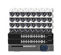 VEKELETE Système de caméra de sécurité 32 canaux, Ensemble NVR 4K POE, caméra IP PTZ POE extérieure, détection faciale, kit de vidéosurveillance Audio bidirectionnel(6T,8MP 32PCS Camera)