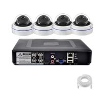 VEKELETE Système de caméra de sécurité AHD HD 5MP 1080P, dôme métallique, kit de vidéosurveillance étanche, BNC, 4 canaux, DVR, 2/4 caméras(2T,5MP Camera x 4)