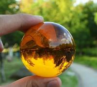 VEKETE Ambre Asiatique Rare Quartz Naturel Boule De Cristal Magique Sphère Décoration De La Maison Collectionneur De Bijoux,60mm