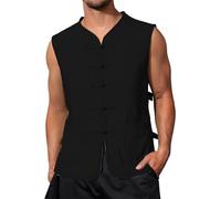 Vekewsap Gilet d'entraînement en lin pour homme - Vêtement d'entraînement uniforme - Chemise de sport en coton et lin - Débardeur traditionnel chinois pour arts martiaux - Kung Fu Tai Chi Wushu Qigong