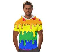 Vekewsap LGBT Flag Gay Pride T-shirt pour homme été 2025 Maillot de corps à capuche à manches courtes arc-en-ciel Gay Love Pride Pull à capuche Drapeau arc-en-ciel Tops Chemise à manches courtes pour