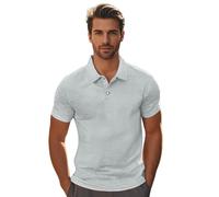 Vekewsap Polo en velours côtelé pour homme - Couleur unie - Rétro - Pour les loisirs - Chemise en velours côtelé - Chemise d'affaires - Polo - T-shirt de travail d'été, gris, 3XL