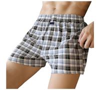 Vekewsap Short de pyjama pour homme - En coton doux - Short de pyjama - Respirant - Boxer rayé - Court - Classique - Rayures - Short rétro, Noir , XXL