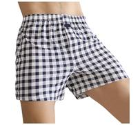 Vekewsap Short de pyjama pour homme - En coton doux - Short de pyjama - Respirant - Short de pyjama rayé - Court classique - Rayures - Short rétro, bleu clair, 3XL