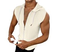 Vekewsap T-shirt de course sans manches pour homme - Séchage rapide - Haut athlétique - Sweat à capuche - Jacquard - T-shirt avec capuche - Débardeur d'entraînement - Débardeur de fitness - T-shirt