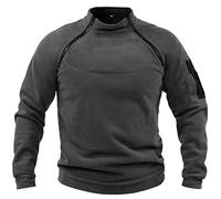 Vekewsap Veste militaire pour homme - Pull tactique en polaire - Pull coupe-vent - Pull d'hiver - Pull en polaire - Sweat-shirt de combat - T-shirt de sport militaire, gris, 4XL