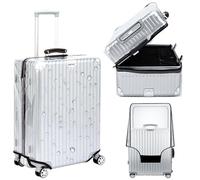 Veki Housse de Protection pour Bagages Étanche à la Poussière, Housse de Valise Imperméable PVC Transparent, Réutilisable Luggage Cover de Voyage Lavable (Rapporto triplo sette, 26pouce)