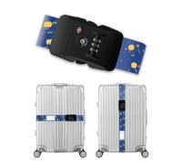 Veki Sangles de Bagages Réglables, Sangle de Valise Voyage avec TSA Mot De Passe, Ceinture Valise avec Étiquette Nominative, Sangle d'identification Personnalisée pour Bagages, Sacs (Modèle Bleu)
