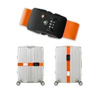 Veki Sangles de Bagages Réglables, Sangle de Valise Voyage avec TSA Mot De Passe, Ceinture Valise avec Étiquette Nominative, Sangle d'identification Personnalisée pour Bagages, Sacs, Valise (Orange)