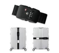 Veki Sangles de Bagages Réglables, Sangle de Valise Voyage avec TSA Mot De Passe, Ceinture Valise avec Étiquette Nominative, Sangle d'identification Personnalisée pour Bagages, Sacs, Valise (Noir)