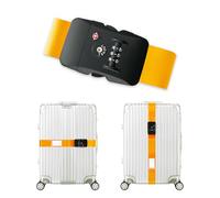 Veki Sangles de Bagages Réglables, Sangle de Valise Voyage avec TSA Mot De Passe, Ceinture Valise avec Étiquette Nominative, Sangle d'identification Personnalisée pour Bagages, Sacs, Valise (Jaune)