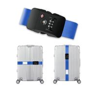 Veki Sangles de Bagages Réglables, Sangle de Valise Voyage avec TSA Mot De Passe, Ceinture Valise avec Étiquette Nominative, Sangle d'identification Personnalisée pour Bagages, Sacs, Valise (Bleu)