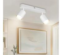VEKIDOT Plafonnier LED 2 Spots, Spot de Plafond Orientable, Lampe de Plafond Blanc, Moderne Spot de Plafond, Spots de Plafond pour Cuisine, Chambre à Coucher, Salon, Sans Ampoule