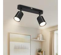 VEKIDOT Plafonnier LED 2 Spots, Spot de Plafond Orientable, Lampe de Plafond Noir, Moderne Spot de Plafond, Spots de Plafond pour Cuisine, Chambre à Coucher, Salon, Sans Ampoule