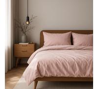 VEL VET HOME Parure de lit 140x200cm 100% Coton Linge de lit 140x200 +1X taie d'oreiller 80x80cm Housse de Couette de Haute qualité avec Fermeture éclair Fabriqué en Europe Rose Poudré