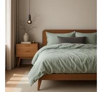 VEL VET HOME Parure de lit 155x220cm 100% Coton Linge de lit 155x220 +1X taie d'oreiller 80x80cm Housse de Couette de Haute qualité avec Fermeture éclair Fabriqué en Europe Olive