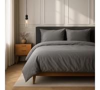 VEL VET HOME Parure de lit 155x220cm 100% Coton Linge de lit 155x220 +1X taie d'oreiller 80x80cm Housse de Couette de Haute qualité avec Fermeture éclair Fabriqué en Europe Gris Clair