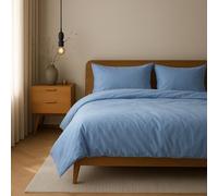 VEL VET HOME Parure de lit 155x220cm 100% Coton Linge de lit 155x220 +1X taie d'oreiller 80x80cm Housse de Couette de Haute qualité avec Fermeture éclair Fabriqué en Europe Bleu Clair