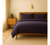 VEL VET HOME Parure de lit 155x220cm 100% Coton Linge de lit 155x220 +1X taie d'oreiller 80x80cm Housse de Couette de Haute qualité avec Fermeture éclair Fabriqué en Europe Violet