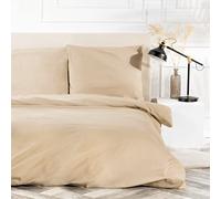VEL VET HOME VelvetHome Deluxe Parure de lit 155x220cm 100% Coton Linge de lit 155x220 +1X taie d'oreiller 80x80cm Housse de Couette de Haute qualité avec Fermeture éclair Fabriqué en Europe Beige