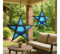 Vela Lanterns Lot de 2 lanternes à bougie décoratives à suspendre en forme d'étoile Bleu