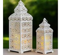 Vela Lanterns Lot de 2 lanternes à bougie style marocain Blanc