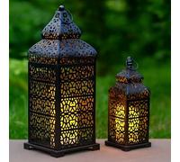 Vela Lanterns Lot de 2 lanternes à bougie style marocain Noir