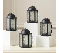 Vela Lanterns Lot de 4 mini bougeoirs marocains décoratifs pour décoration d'intérieur, terrasse, mariage, transparent