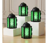 Vela Lanterns Lot de 4 mini bougeoirs marocains décoratifs pour la maison, la terrasse, les mariages, vert