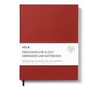 Vela Sciences Advanced S7R-G Cahier de laboratoire ProCover étendu, 23,5 x 30 cm, 144 pages, cuir synthétique rouge, reliure permanente, papier épais de 31,8 kg (lot de 1, pois)