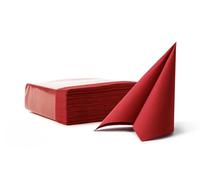 VelaHub Soft Point 50 Serviette jetable, de qualité supérieure, 38 x 38 cm, pliage en 1/4, bordeaux