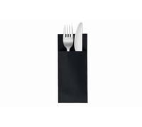 VelaHub Soft Point - Lot de 50 serviettes jetables pour couverts - De qualité supérieure - 32 x 38 cm - Noir
