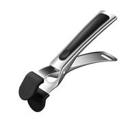 VELAJA Pince de Cuisine Inox, Pince Anti-Brûlure avec Large Mâchoire en Silicode à Texture Ondulée, pour Retirer Bols et Plats Chauds du Four, Air Fryer et Poêle (Noir, 18cm)