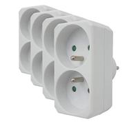 Velamp ADAT-FR-1- Biplite 2 prises électriques 2 pôles avec Terre 2 sorties Frontales - 16A Blanc (Lot de 4)
