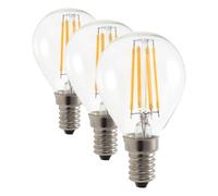 Velamp Ampoule à filament LED, Mini-sphérique P45, 4W / 470lm, culot E14, 2700K, Blanc (Lot de 3)