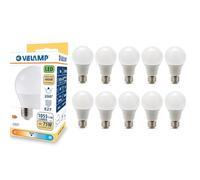 Velamp Ampoule LED, standard A60, culot E27, 12W (1055 lumens équivalent à 75W), lumière blanche naturelle 4000K, technologie SMD, faisceau 200 °, pack de 10 ampoules
